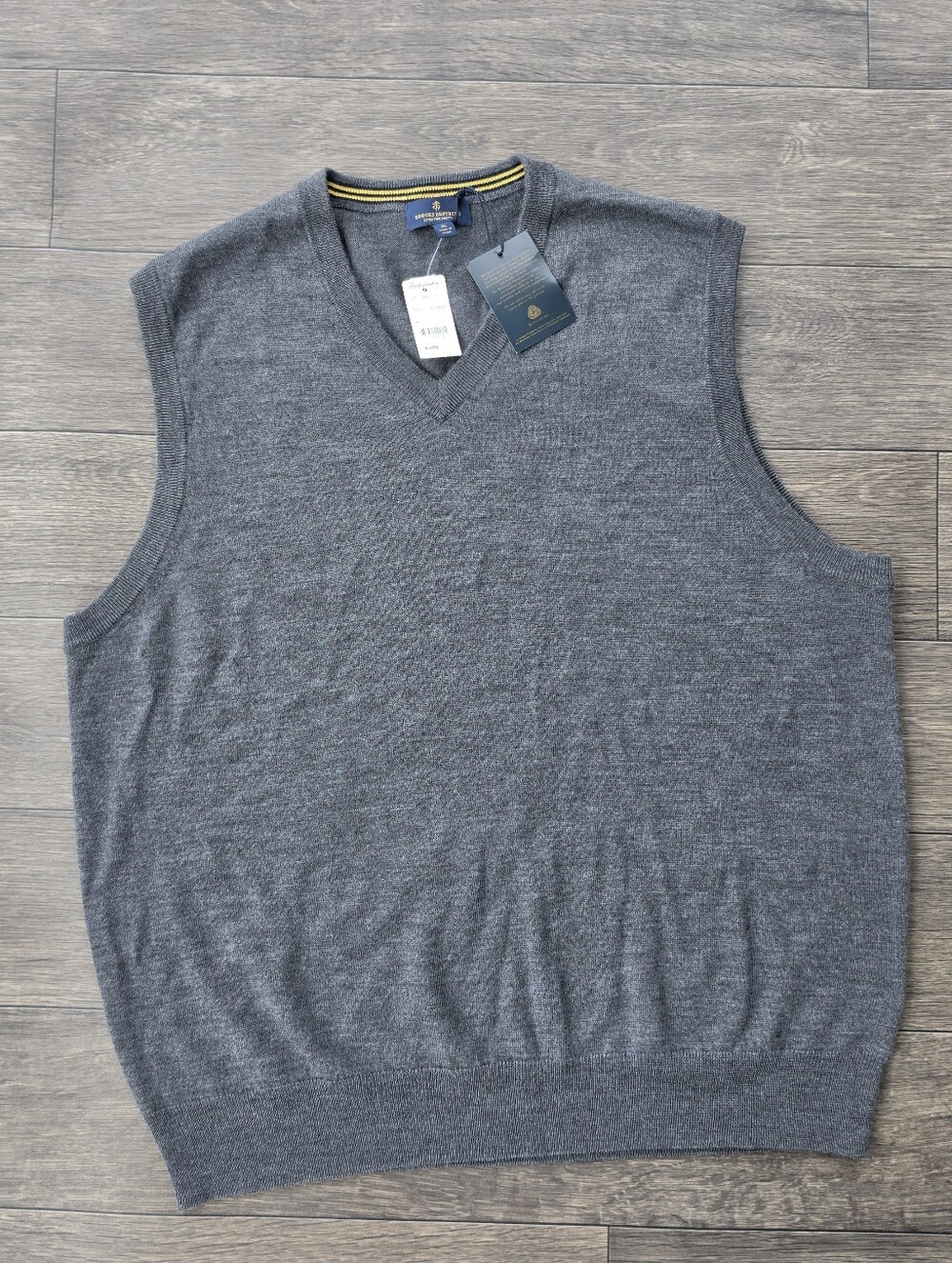 Brook's Brothers Extra Fine Merino Wool Gray Sweater Vest Preppy Men XL New